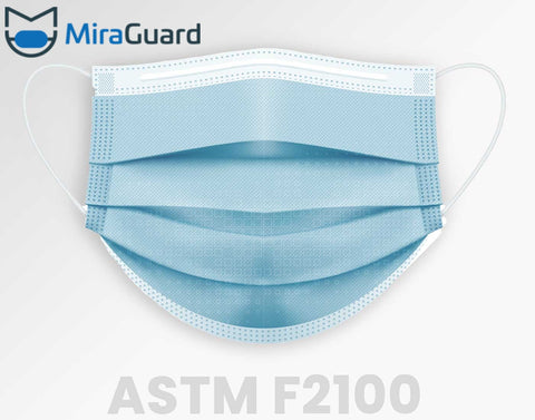 CROWN ASTM F2100 Level 3 Medical Disposable 3-ply Comfortable Ear Loop Face Masks - Adult Size(Blue)